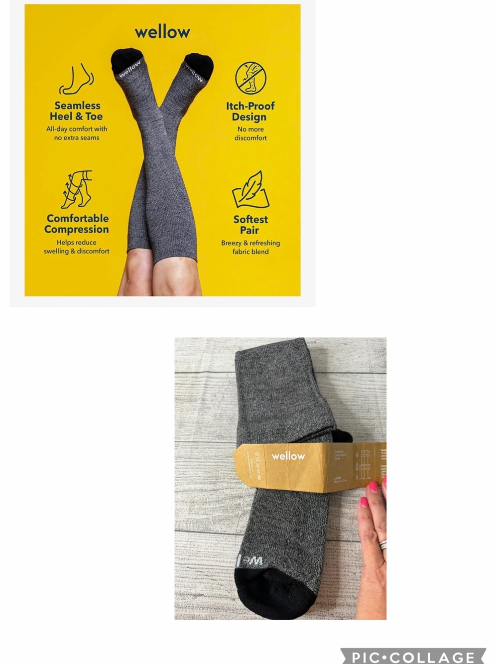 Wellow Men's Gray Compression Casual Socks - Seamless Comfort